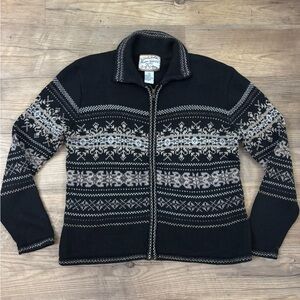 Women’s Vintage 90s Cottage Core Holiday Zip Up Grandma Sweater- Sz. SMALL